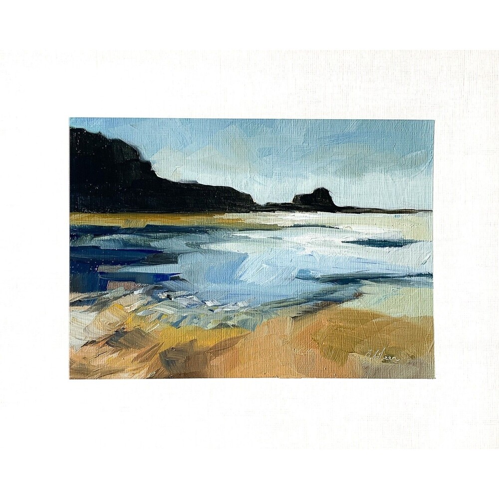 8x10 Seascape Original Oil Painting Expressive Colorful Coastal Bold Art Signed